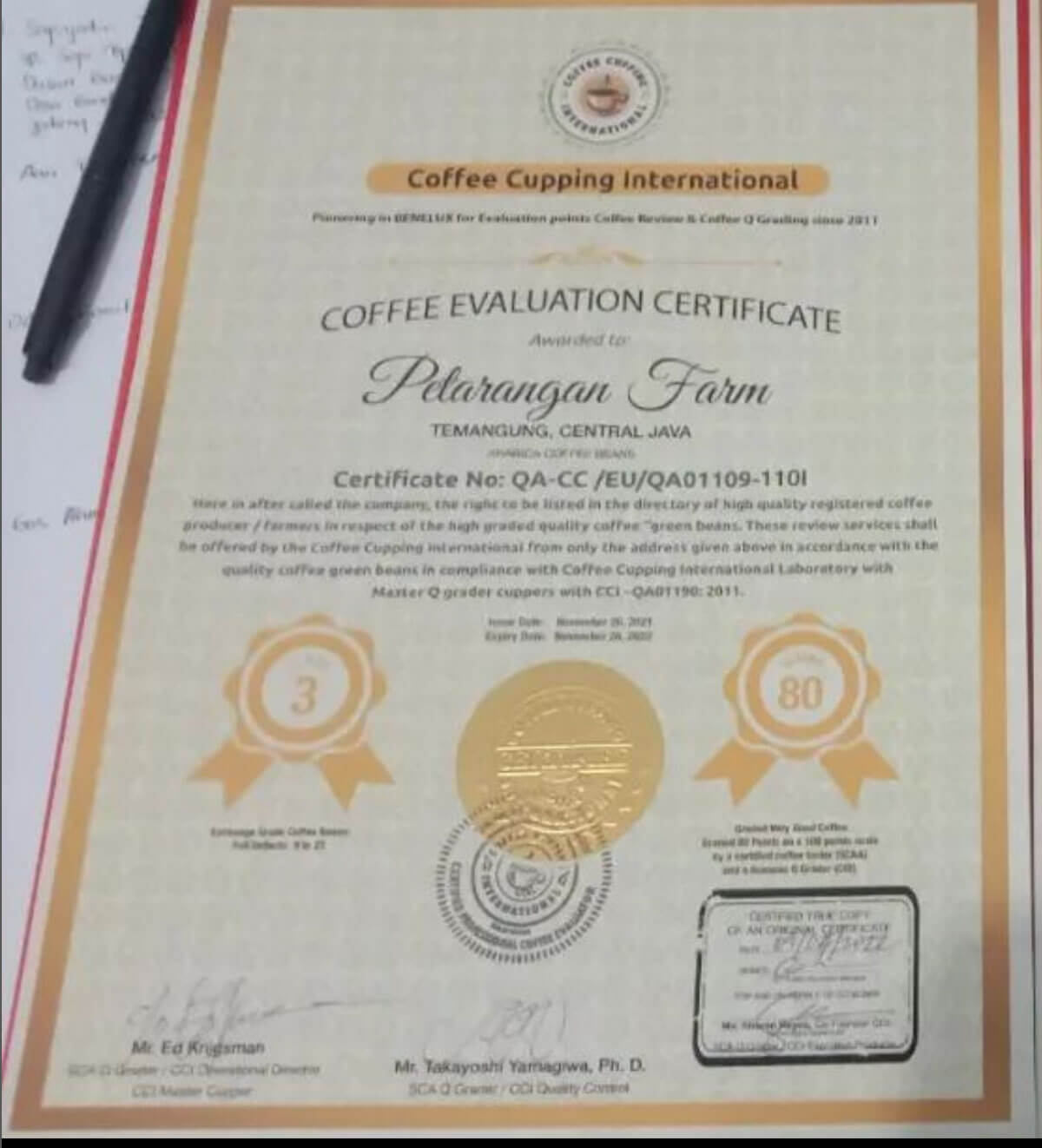 sertifikat petarangan farm temanggung