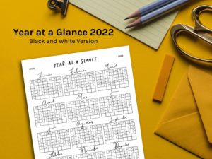 Download - Year at a glance 2022 - black and white - littlearsyi